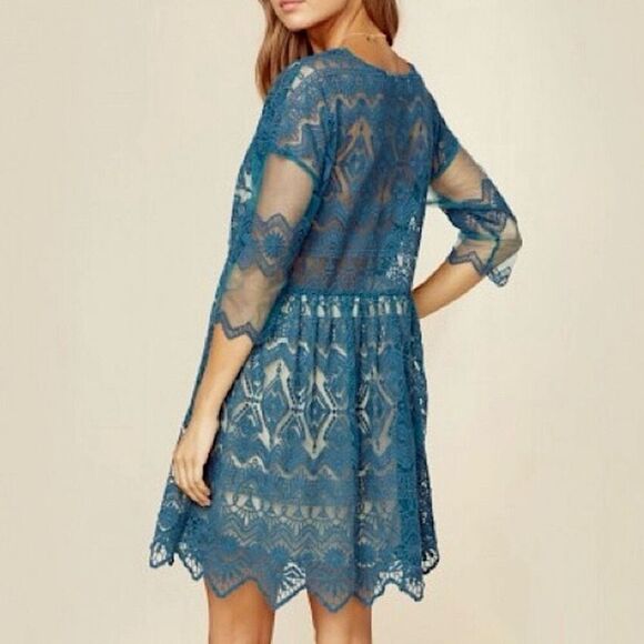Jen's Pirate Booty x Free People Sagrada Romeo Lace Teal Mini Dress, Women’s P/S - Picture 3 of 16
